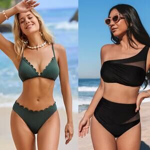 NWT Cupshe Two Pice Bikini Set Swimsuit Beach Swim Surf Summer BUNDLE Sz S